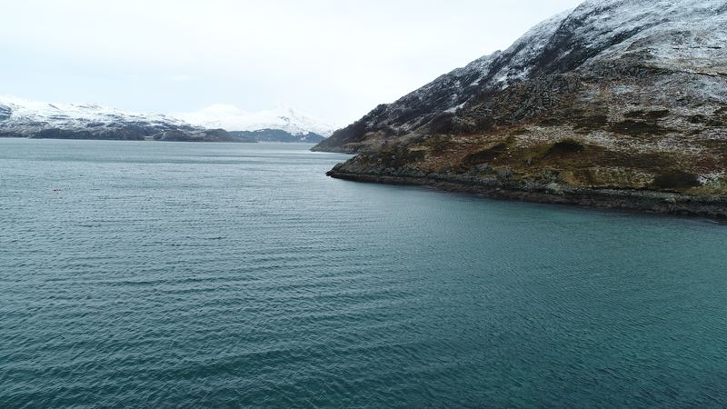 Loch Nevis with a steep hill dropping into the water